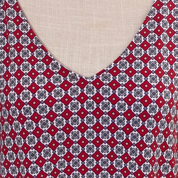 Liz Claiborne, Large, Slit Sleeve V Neck Pullover Top, Red White & Lavender NWOT - Picture 3 of 7